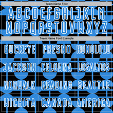 Load image into Gallery viewer, Custom Black Powder Blue-White Geometric Shapes Sports Sublimation Soccer Uniform Jersey
