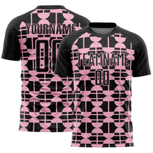 Laden Sie das Bild in den Galerie-Viewer, Custom Black Light Pink Geometric Shapes Sports Sublimation Soccer Uniform Jersey
