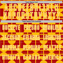 Laden Sie das Bild in den Galerie-Viewer, Custom Red Gold-White Geometric Shapes Sports Sublimation Soccer Uniform Jersey
