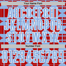 Laden Sie das Bild in den Galerie-Viewer, Custom Red Light Blue-White Geometric Shapes Sports Sublimation Soccer Uniform Jersey
