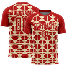 Laden Sie das Bild in den Galerie-Viewer, Custom Red Cream Geometric Shapes Sports Sublimation Soccer Uniform Jersey
