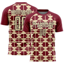 Load image into Gallery viewer, Custom Crimson Cream-Black Geometric Shapes Sports Sublimation Soccer Uniform Jersey
