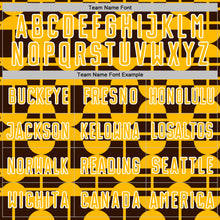 Charger l'image dans la galerie, Custom Brown Gold-White Geometric Shapes Sports Sublimation Soccer Uniform Jersey
