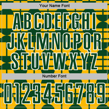 Laden Sie das Bild in den Galerie-Viewer, Custom Gold Green-White Geometric Shapes Sports Sublimation Soccer Uniform Jersey
