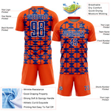 Загрузить изображение в средство просмотра галереи, Custom Orange Royal-White Geometric Shapes Sports Sublimation Soccer Uniform Jersey
