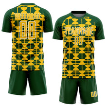 Load image into Gallery viewer, Custom Green Yellow-White Geometric Shapes Sports Sublimation Soccer Uniform Jersey
