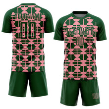 Load image into Gallery viewer, Custom Green Medium Pink Geometric Shapes Sports Sublimation Soccer Uniform Jersey
