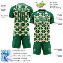 Load image into Gallery viewer, Custom Kelly Green Cream Geometric Shapes Sports Sublimation Soccer Uniform Jersey
