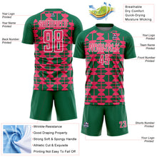 Load image into Gallery viewer, Custom Kelly Green Neon Pink-White Geometric Shapes Sports Sublimation Soccer Uniform Jersey
