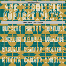 Загрузить изображение в средство просмотра галереи, Custom Teal Old Gold-White Geometric Shapes Sports Sublimation Soccer Uniform Jersey
