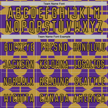 Laden Sie das Bild in den Galerie-Viewer, Custom Purple Old Gold-Black Geometric Shapes Sports Sublimation Soccer Uniform Jersey
