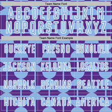 Load image into Gallery viewer, Custom Purple Light Blue-White Geometric Shapes Sports Sublimation Soccer Uniform Jersey
