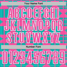 Загрузить изображение в средство просмотра галереи, Custom Aqua Pink-White Geometric Shapes Sports Sublimation Soccer Uniform Jersey
