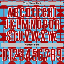 Laden Sie das Bild in den Galerie-Viewer, Custom Sky Blue Red-White Geometric Shapes Sports Sublimation Soccer Uniform Jersey
