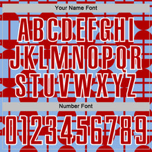 Загрузить изображение в средство просмотра галереи, Custom Light Blue Red-White Geometric Shapes Sports Sublimation Soccer Uniform Jersey
