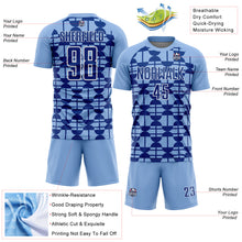 Загрузить изображение в средство просмотра галереи, Custom Light Blue Royal-White Geometric Shapes Sports Sublimation Soccer Uniform Jersey
