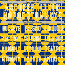 Загрузить изображение в средство просмотра галереи, Custom Royal Yellow-White Geometric Shapes Sports Sublimation Soccer Uniform Jersey
