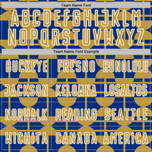 Загрузить изображение в средство просмотра галереи, Custom Royal Old Gold-White Geometric Shapes Sports Sublimation Soccer Uniform Jersey
