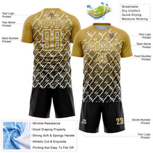 Charger l'image dans la galerie, Custom Old Gold Black-White Lightning Sports Sublimation Soccer Uniform Jersey

