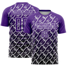 Laden Sie das Bild in den Galerie-Viewer, Custom Purple Black-White Lightning Sports Sublimation Soccer Uniform Jersey
