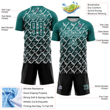 Загрузить изображение в средство просмотра галереи, Custom Teal Black-White Lightning Sports Sublimation Soccer Uniform Jersey

