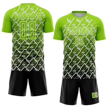 Laden Sie das Bild in den Galerie-Viewer, Custom Neon Green Black-White Lightning Sports Sublimation Soccer Uniform Jersey
