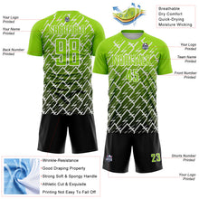 Laden Sie das Bild in den Galerie-Viewer, Custom Neon Green Black-White Lightning Sports Sublimation Soccer Uniform Jersey
