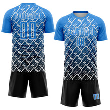 Load image into Gallery viewer, Custom Powder Blue Black-White Lightning Sports Sublimation Soccer Uniform Jersey
