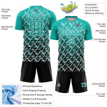Load image into Gallery viewer, Custom Aqua Black-White Lightning Sports Sublimation Soccer Uniform Jersey
