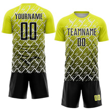 Load image into Gallery viewer, Custom Neon Yellow Black-White Lightning Sports Sublimation Soccer Uniform Jersey
