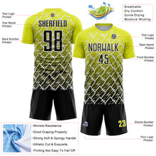 Load image into Gallery viewer, Custom Neon Yellow Black-White Lightning Sports Sublimation Soccer Uniform Jersey

