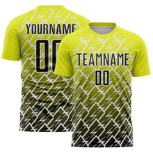 Load image into Gallery viewer, Custom Neon Yellow Black-White Lightning Sports Sublimation Soccer Uniform Jersey
