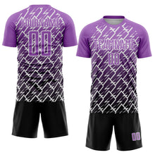 Load image into Gallery viewer, Custom Medium Purple Black-White Lightning Sports Sublimation Soccer Uniform Jersey

