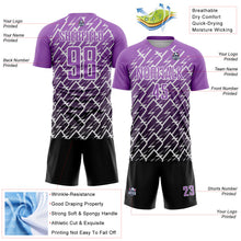 Load image into Gallery viewer, Custom Medium Purple Black-White Lightning Sports Sublimation Soccer Uniform Jersey
