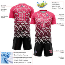 Load image into Gallery viewer, Custom Neon Pink Black-White Lightning Sports Sublimation Soccer Uniform Jersey
