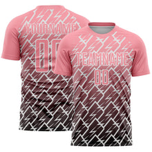 Load image into Gallery viewer, Custom Medium Pink Black-White Lightning Sports Sublimation Soccer Uniform Jersey
