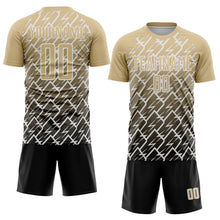 Laden Sie das Bild in den Galerie-Viewer, Custom Vegas Gold Black-White Lightning Sports Sublimation Soccer Uniform Jersey
