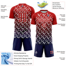 Load image into Gallery viewer, Custom Red Navy-White Lightning Sports Sublimation Soccer Uniform Jersey
