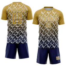 Load image into Gallery viewer, Custom Old Gold Navy-White Lightning Sports Sublimation Soccer Uniform Jersey
