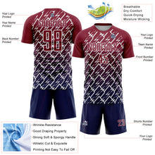 Load image into Gallery viewer, Custom Crimson Navy-White Lightning Sports Sublimation Soccer Uniform Jersey
