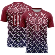 Load image into Gallery viewer, Custom Crimson Navy-White Lightning Sports Sublimation Soccer Uniform Jersey
