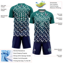 Load image into Gallery viewer, Custom Teal Navy-White Lightning Sports Sublimation Soccer Uniform Jersey
