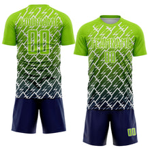 Laden Sie das Bild in den Galerie-Viewer, Custom Neon Green Navy-White Lightning Sports Sublimation Soccer Uniform Jersey

