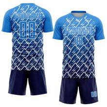 Load image into Gallery viewer, Custom Powder Blue Navy-White Lightning Sports Sublimation Soccer Uniform Jersey

