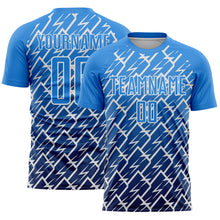 Load image into Gallery viewer, Custom Powder Blue Navy-White Lightning Sports Sublimation Soccer Uniform Jersey
