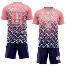 Load image into Gallery viewer, Custom Medium Pink Navy-White Lightning Sports Sublimation Soccer Uniform Jersey
