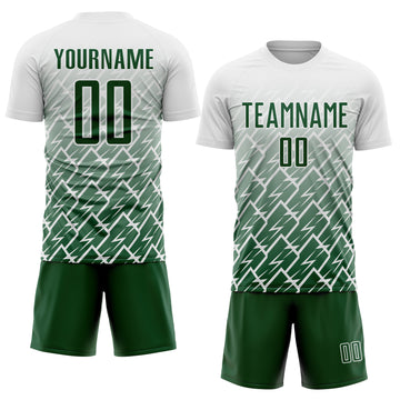 Custom White Green Lightning Sports Sublimation Soccer Uniform Jersey