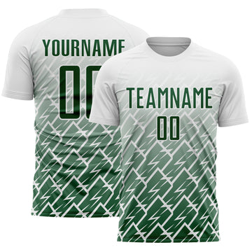 Custom White Green Lightning Sports Sublimation Soccer Uniform Jersey