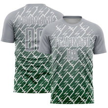 Laden Sie das Bild in den Galerie-Viewer, Custom Gray Green-White Lightning Sports Sublimation Soccer Uniform Jersey
