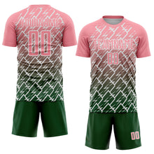 Load image into Gallery viewer, Custom Medium Pink Green-White Lightning Sports Sublimation Soccer Uniform Jersey
